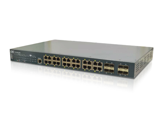 Промышленный управляемый Gigabit Ethernet коммутатор CTC Union 24x GbE RJ45 с PoE 400W + 8x 100/1000Base SFP (IGS-2408SM-24PH)